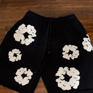 Black Shorts with White Floral Print